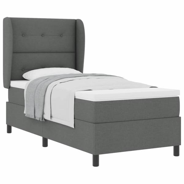 Boxspringbett mit Matratze Dunkelgrau 80x200 cm Stoff
