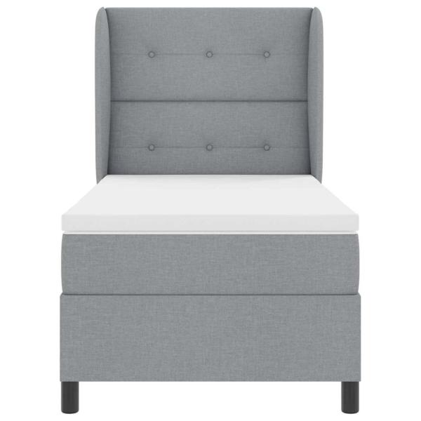 Boxspringbett mit Matratze Hellgrau 90x200 cm Stoff
