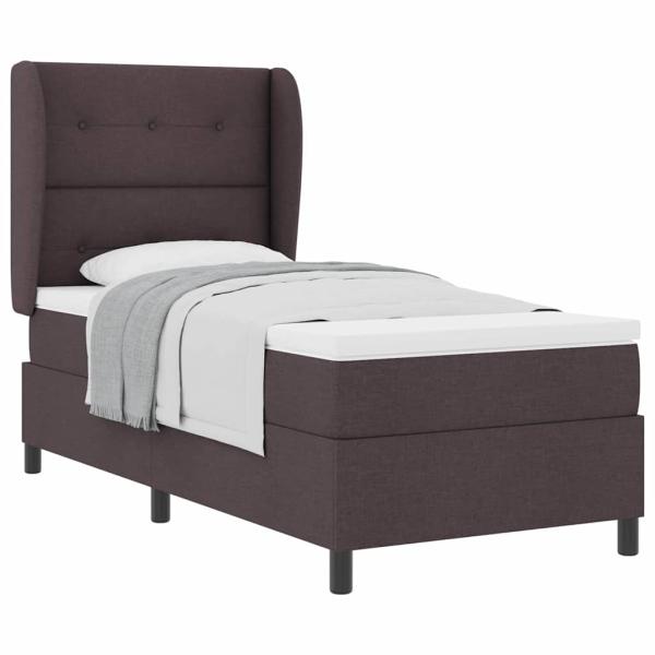 Boxspringbett mit Matratze Dunkelbraun 90x200 cm Stoff