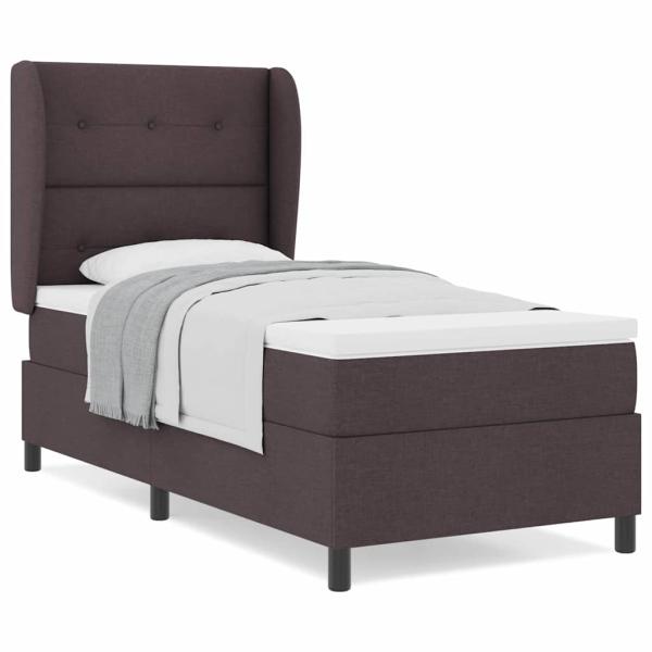 Boxspringbett mit Matratze Dunkelbraun 90x200 cm Stoff