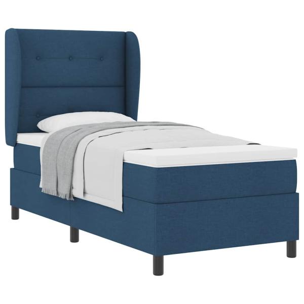 Boxspringbett mit Matratze Blau 90x200 cm Stoff