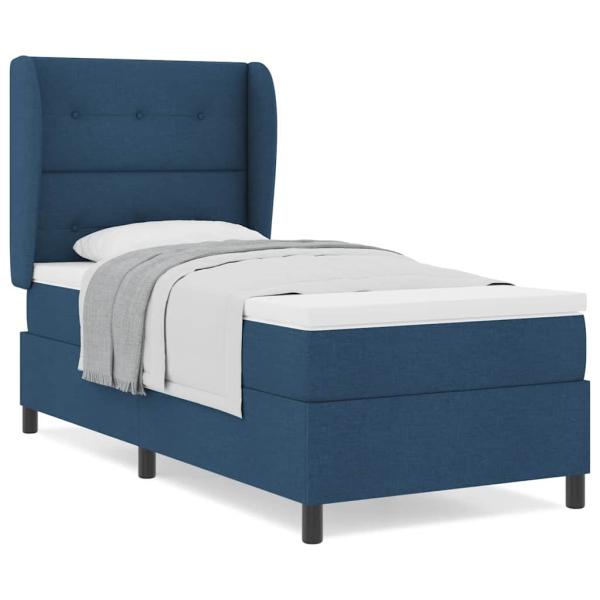 Boxspringbett mit Matratze Blau 90x200 cm Stoff