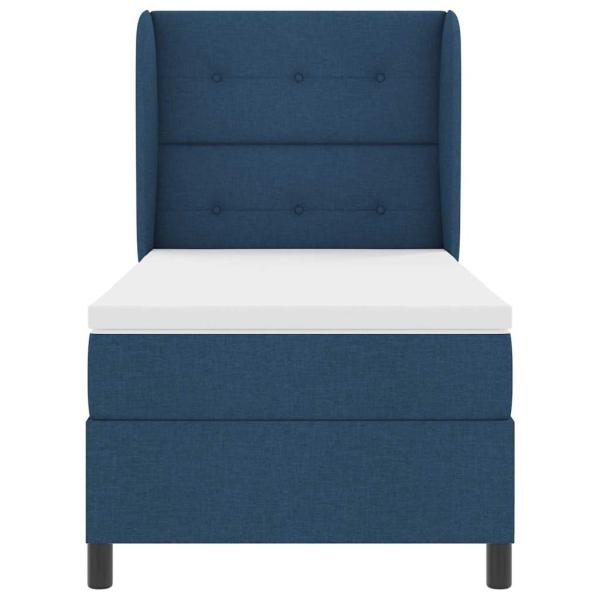 Boxspringbett mit Matratze Blau 90x200 cm Stoff