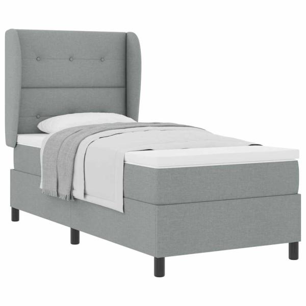 Boxspringbett mit Matratze Hellgrau 100x200 cm Stoff