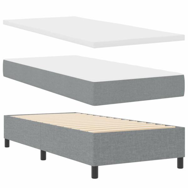 Boxspringbett mit Matratze Hellgrau 100x200 cm Stoff