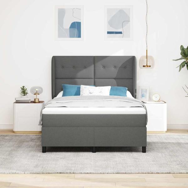 Boxspringbett mit Matratze Dunkelgrau 140x190 cm Stoff