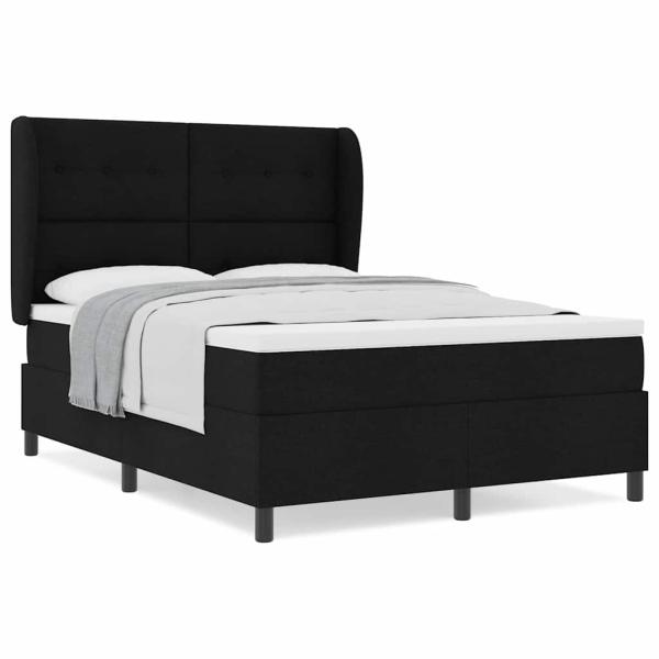 Boxspringbett mit Matratze Schwarz 140x200 cm Stoff