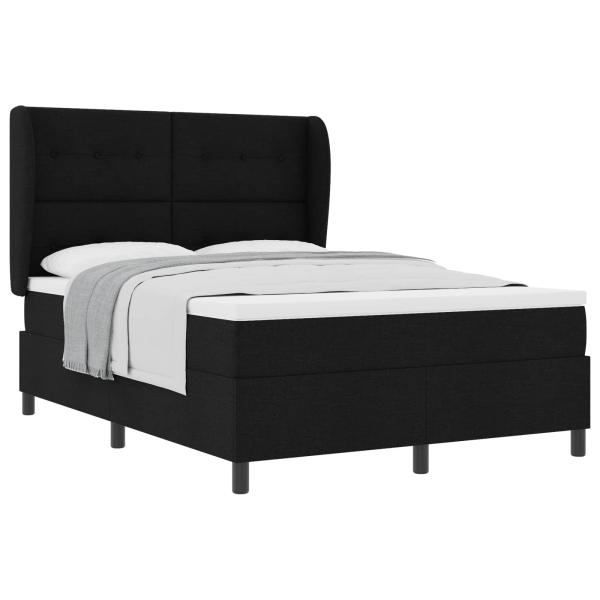Boxspringbett mit Matratze Schwarz 140x200 cm Stoff