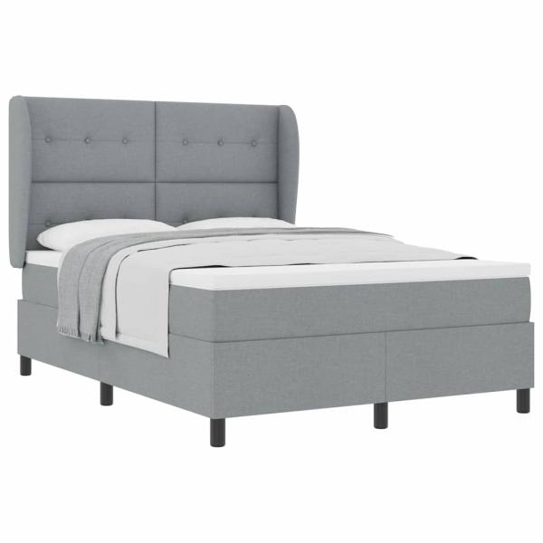 Boxspringbett mit Matratze Hellgrau 160x200 cm Stoff