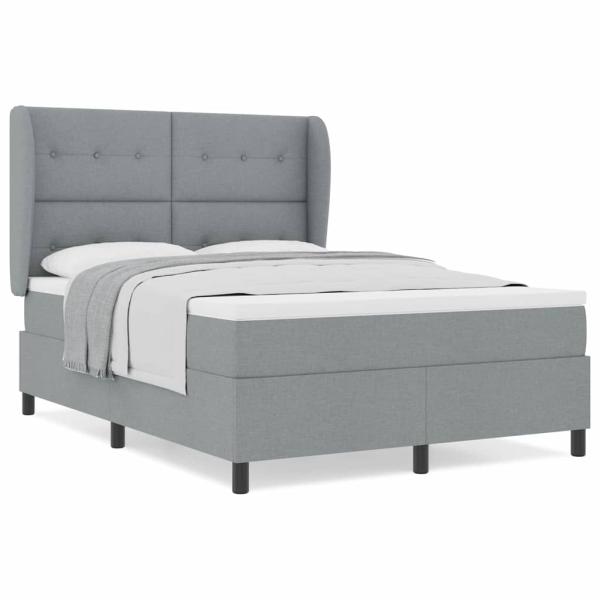 Boxspringbett mit Matratze Hellgrau 160x200 cm Stoff