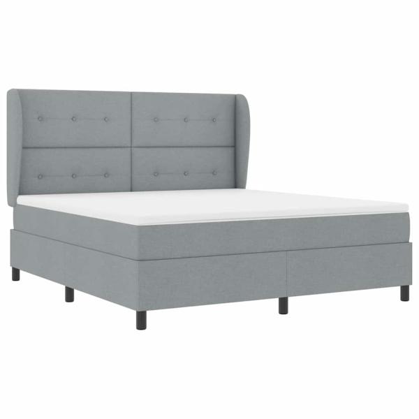 Boxspringbett mit Matratze Hellgrau 180x200 cm Stoff