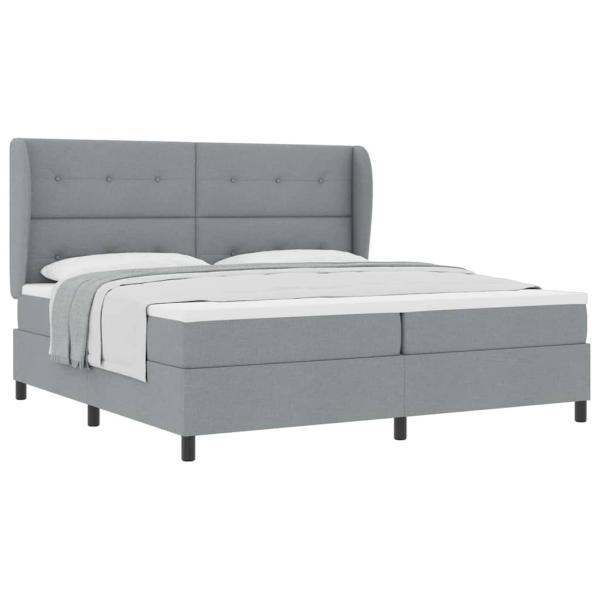 Boxspringbett mit Matratze Hellgrau 200x200 cm Stoff