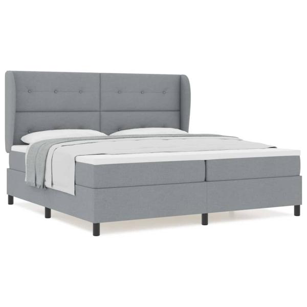 Boxspringbett mit Matratze Hellgrau 200x200 cm Stoff