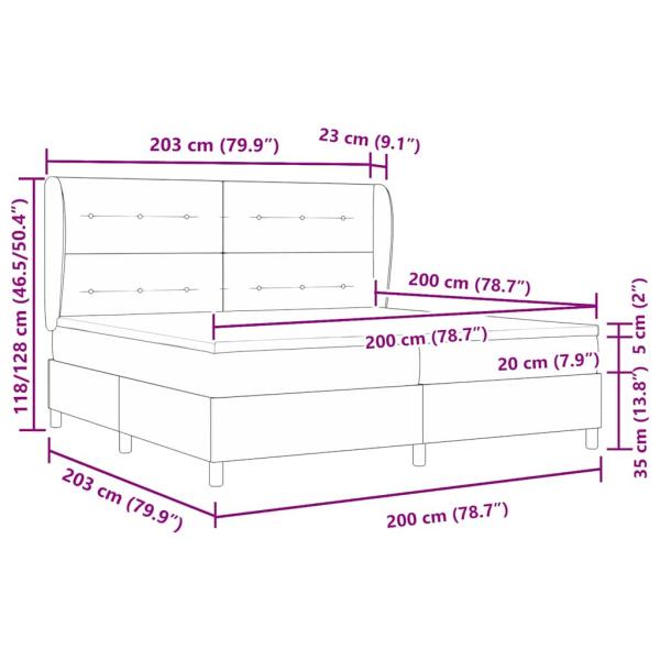 Boxspringbett mit Matratze Schwarz 200x200 cm Stoff