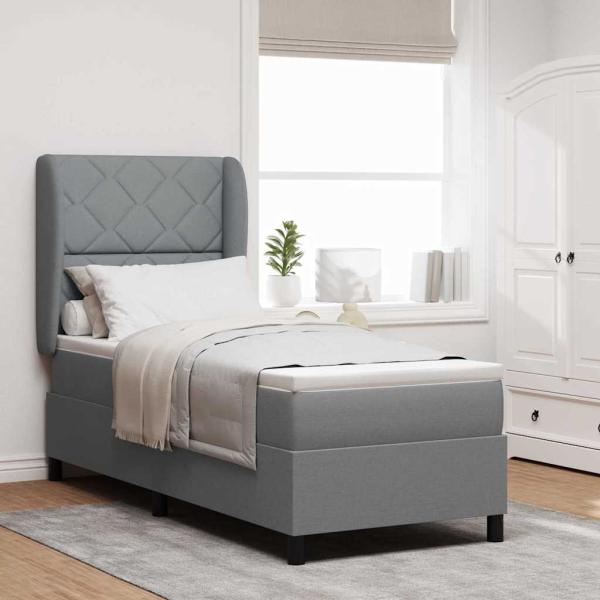 ARDEBO.de - Boxspringbett mit Matratze Hellgrau 80x200 cm Stoff