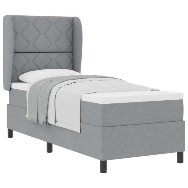 Boxspringbett mit Matratze Hellgrau 80x200 cm Stoff