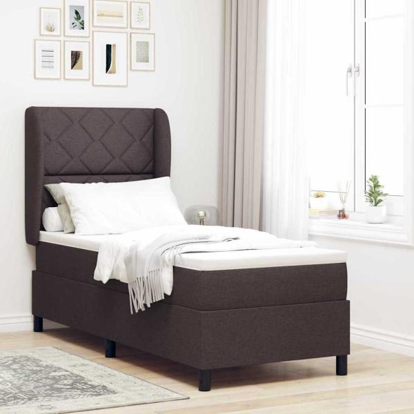 ARDEBO.de - Boxspringbett mit Matratze Dunkelbraun 80x200 cm Stoff