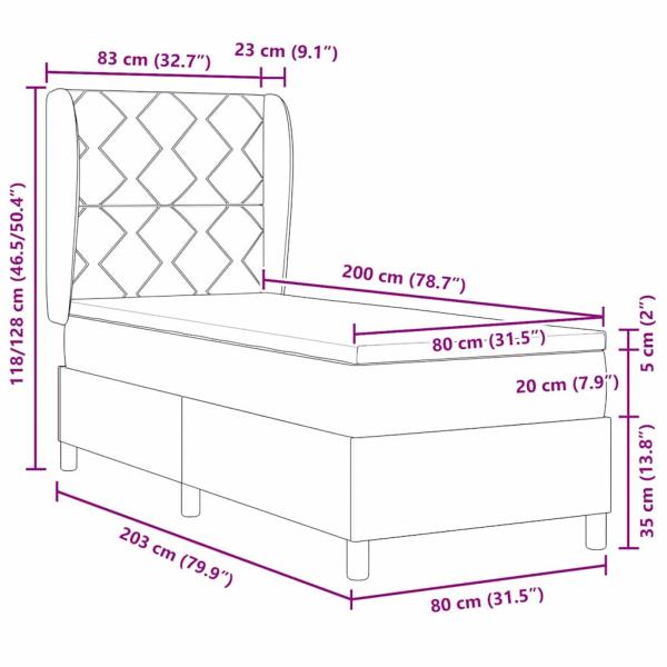 Boxspringbett mit Matratze Dunkelbraun 80x200 cm Stoff