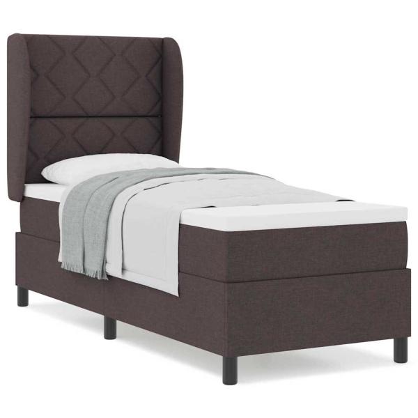 Boxspringbett mit Matratze Dunkelbraun 80x200 cm Stoff