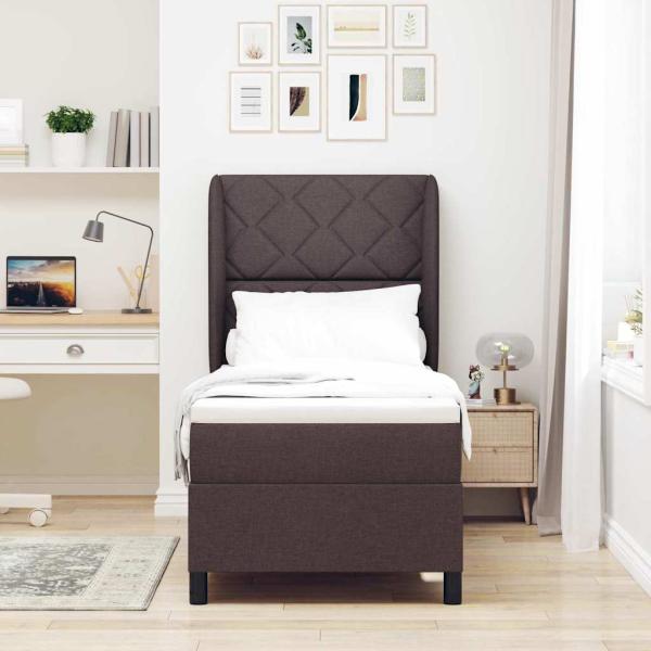 Boxspringbett mit Matratze Dunkelbraun 80x200 cm Stoff