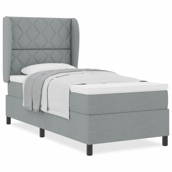 Boxspringbett mit Matratze Hellgrau 90x190 cm Stoff