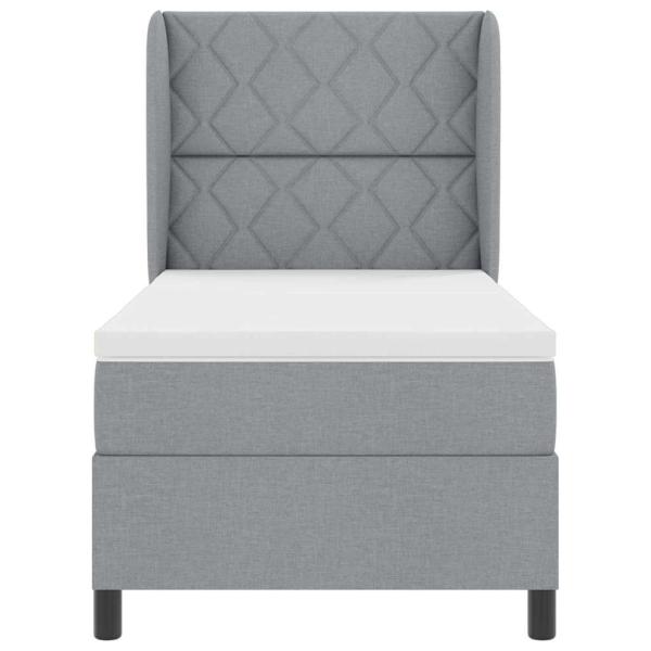 Boxspringbett mit Matratze Hellgrau 90x190 cm Stoff