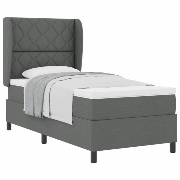 Boxspringbett mit Matratze Dunkelgrau 100x200 cm Stoff