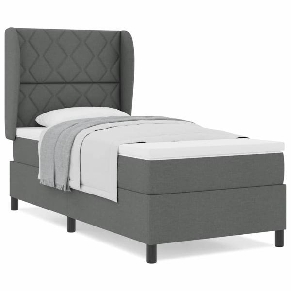 Boxspringbett mit Matratze Dunkelgrau 100x200 cm Stoff