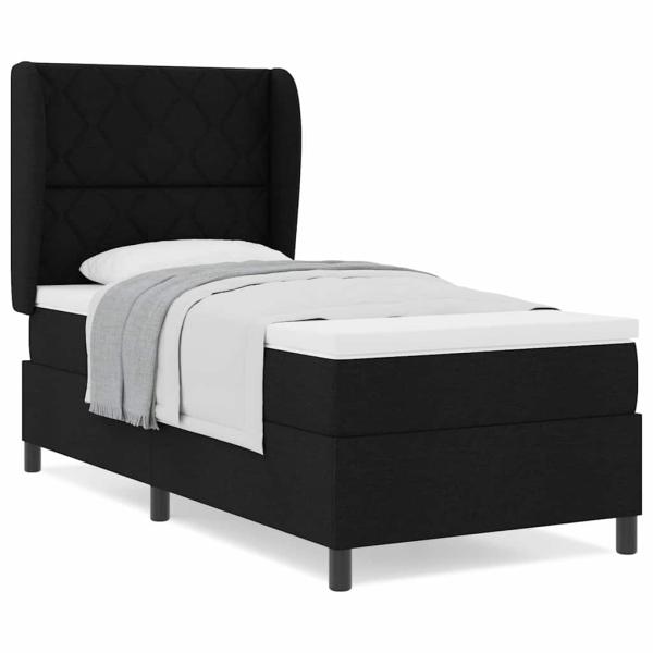 Boxspringbett mit Matratze Schwarz 100x200 cm Stoff