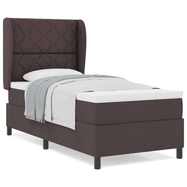 Boxspringbett mit Matratze Dunkelbraun 100x200 cm Stoff