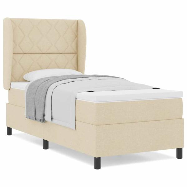 Boxspringbett mit Matratze Creme 100x200 cm Stoff
