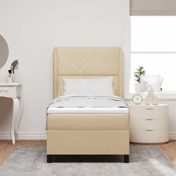 Boxspringbett mit Matratze Creme 100x200 cm Stoff