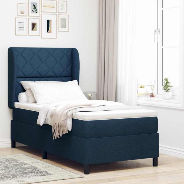 ARDEBO.de - Boxspringbett mit Matratze Blau 100x200 cm Stoff