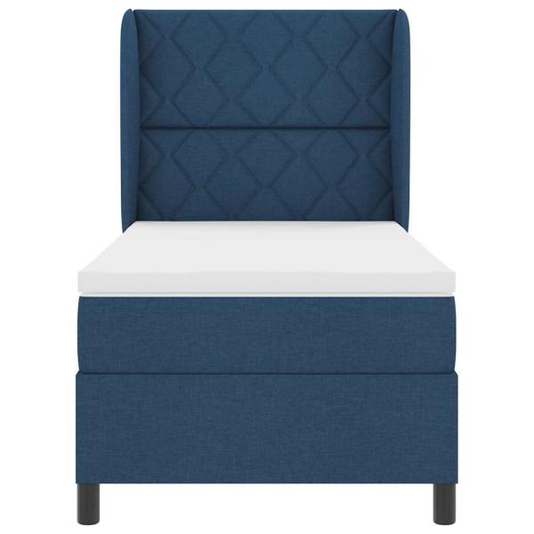Boxspringbett mit Matratze Blau 100x200 cm Stoff