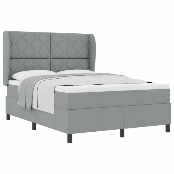Boxspringbett mit Matratze Hellgrau 140x200 cm Stoff