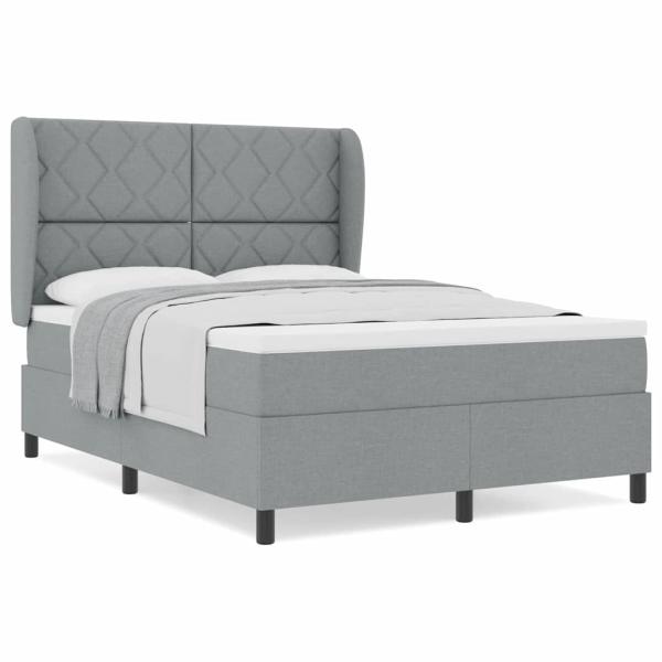 Boxspringbett mit Matratze Hellgrau 140x200 cm Stoff