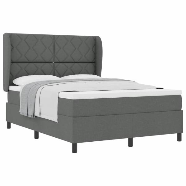Boxspringbett mit Matratze Dunkelgrau 140x200 cm Stoff