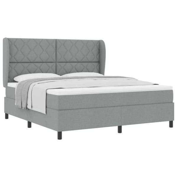 Boxspringbett mit Matratze Hellgrau 180x200 cm Stoff