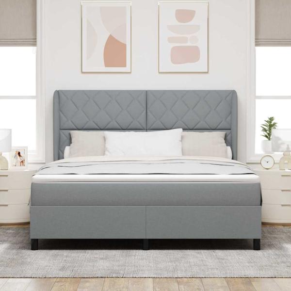 Boxspringbett mit Matratze Hellgrau 180x200 cm Stoff