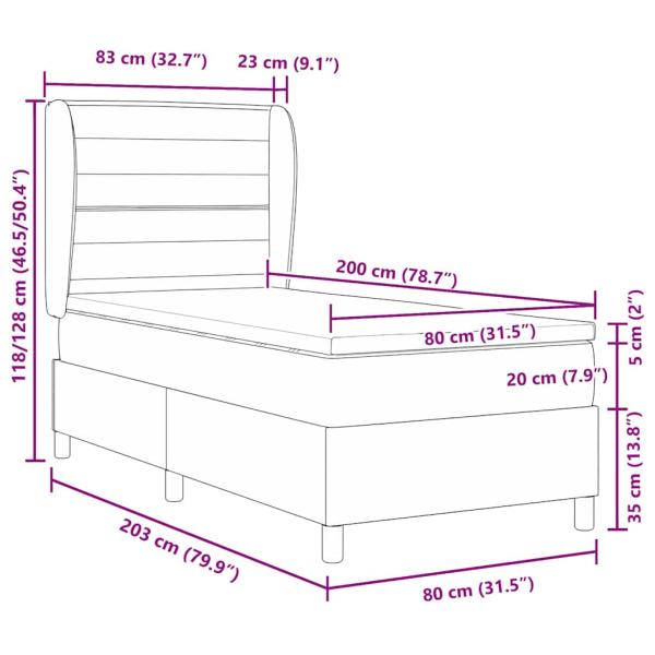 Boxspringbett mit Matratze Taupe 80x200 cm Stoff