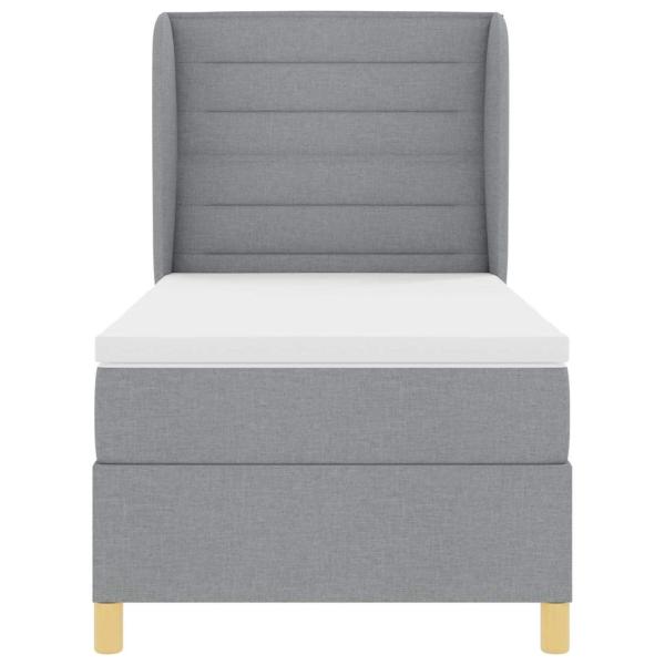 Boxspringbett mit Matratze Hellgrau 90x200 cm Stoff