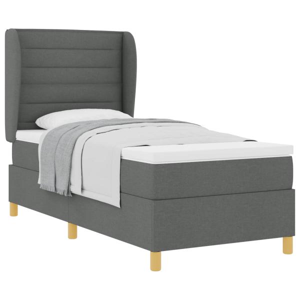 ARDEBO.de - Boxspringbett mit Matratze Dunkelgrau 90x200 cm Stoff
