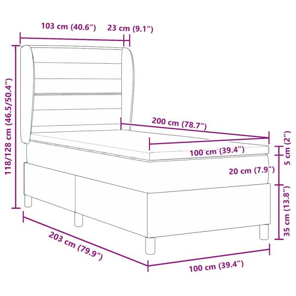 Boxspringbett mit Matratze Dunkelgrau 100x200 cm Stoff