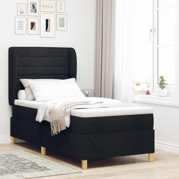 ARDEBO.de - Boxspringbett mit Matratze Schwarz 100x200 cm Stoff