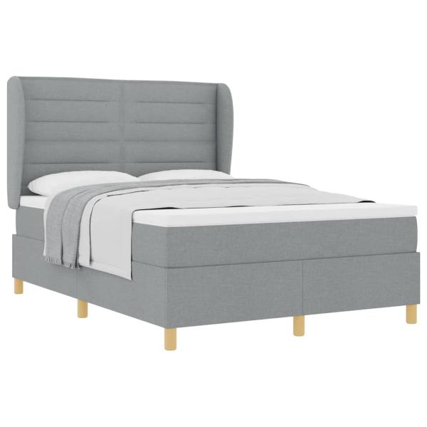 Boxspringbett mit Matratze Hellgrau 140x200 cm Stoff
