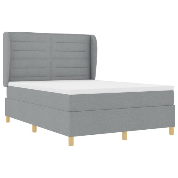 Boxspringbett mit Matratze Hellgrau 140x200 cm Stoff