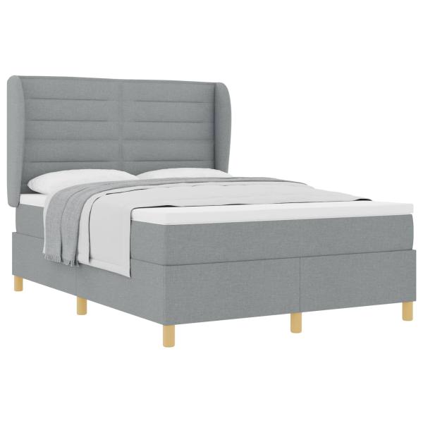 Boxspringbett mit Matratze Hellgrau 140x200 cm Stoff