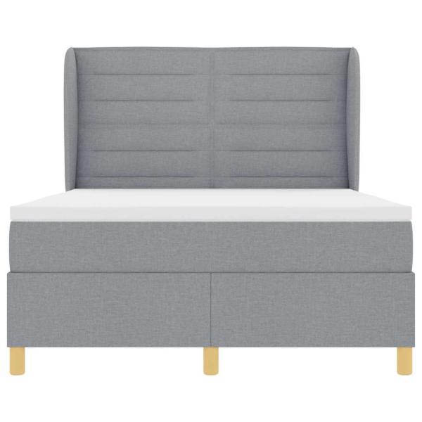 Boxspringbett mit Matratze Hellgrau 140x200 cm Stoff