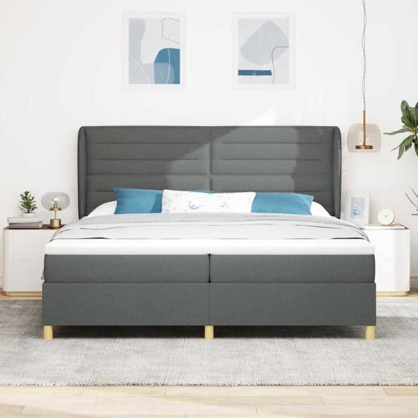 ARDEBO.de - Boxspringbett mit Matratze Dunkelgrau 200x200 cm Stoff