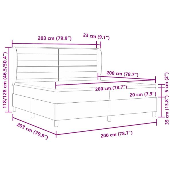 Boxspringbett mit Matratze Dunkelgrau 200x200 cm Stoff